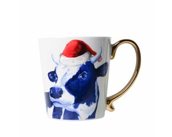 Kerstmok Koe - Goud - Keramiek - 300 ml