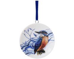 Kerstornament IJsvogel 2 stuks - Keramiek - 6 cm