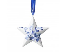 Kerstornament - Kerstster - Delfts blauw - Keramiek - 8 cm