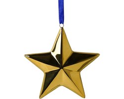 Kerstornament - Kerstster - Goud - Keramiek - 8 cm