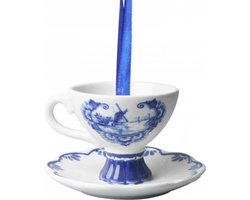 Kerstornament - Theekopje - Delfts blauw - Keramiek - 4 cm