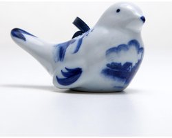 Kerstornament Vogel - Landschap - Delfts blauw - Keramiek - 4 cm