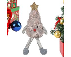 Kerstpop Knuffelboom - Feestelijke Pop - Bureau Decoratie - Zacht En Knuffelbaar - 32x9cm - Roze