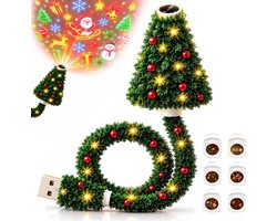 Kerstprojector - Kerstprojectorlamp - met 6 Verwisselbare Films - HD - Sterrenprojector - Plug-and-play - 360° Draaibare Kop - USB Aangedreven - LED-projectorlamp - draagbaar - Kerstthema - Voor bruiloften, feestdagen, Halloween en kerstdecoraties