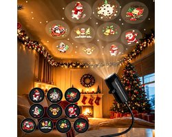 kerstprojector - Met 10 Kerstafbeeldingen - USB Oplaadbaar - 2-in-1 Projector - Kerst Led-projector - Draagbare vakantieprojector - Projectorlamp - Mini Feestelijke Projector - Flexibele Hals - Kerstcadeaus - Kerstdecoratie - Zwart
