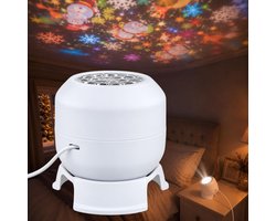 Kerstprojectorlamp, dynamisch roterend, USB-binnendecoratie, plug-and-play, dynamische kerstprojectie met sneeuwpop, sneeuwvlokken en rendieren, USB-voeding, voor feestelijke decoratie binnenshuis.