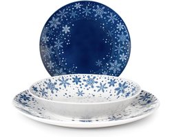 Kerstservies - Serviesset kerst - Kerstservies set - Porselein - Servies voor kerst - Diner set - Tafeldecoratie kerst - Feestelijk servies - Kersttafel - Serviesset wit rood - Servies diner