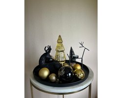 Kerstset - Kerstset woondecoratie – Kerstdecoratie binnen - Kerstdecoratie tafel – Zwart/goud - Kerstboompje - Kerstboom - Woondecoratie - Kerstcadeau