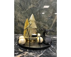 Kerstset - Kerstset woondecoratie – Kerstdecoratie binnen - Kerstdecoratie tafel – Zwart/goud - Kerstboompje - Kerstboom - Woondecoratie - Kerstcadeau