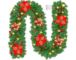 Kerstslinger met verlichting, 270 cm, kerstslinger met verlichting, 4 m, 30 stuks warme ledlampen, slinger, kerstdecoratie, rotan decoratie