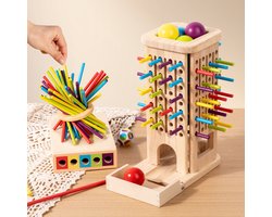 Kerstspeelgoed voor kinderen, houten 3-in-1-stokspel, vroegschoolse educatie van baby's met stoktekenen, kleuren sorteren, educatief speelgoed voor het gooien van ballen
