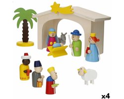 Kerststal set Woomax Hout plywood 23 x 16 x 11 cm (4 Stuks)