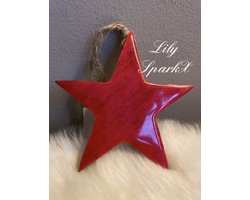 Kerstster hanger | Rood hout - Kerstmis decoratie - kerst ornament - Kerstmis - Christmas - Red - Kerst Ster - Boomversiering - Kerstboom - Tree - Versiering - Feest - Kerststal - Kerstdagen - Winter - Kerstsfeer - Star - Kerstboomster - Kerstviering