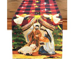 Kersttafelkleed in Buffalo Plaid Stijl, Rode Winter Decoratie voor Eettafel, Ideaal voor Feestdagen en Thuisgebruik 40x183cm