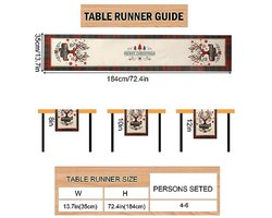 Kersttafelloper, 184x35cm Kersttafelkleed Vrolijk Kerstfeest Tafelloper Linnen Kerstdecoratie Tafelkleed voor Eettafel Dinerfeest (Witte Elanden Stijl)