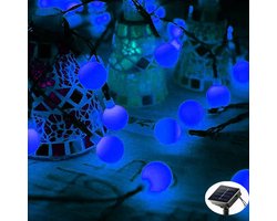 Kerstverlichting Bolletjes Lichtsnoer - 5 Meter - Zonne-energie - Blauw - Voor Buiten - Solar Verlichting