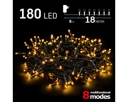 Kerstverlichting buiten - 18 meter 180 LED - Warm Wit - 8 modi - Lichtsnoer - IP44 Stekker - Kerstboomverlichting - geschikt voor binnen en buiten - kerstverlichting led