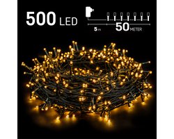 Kerstverlichting buiten - 50 meter 500 LED - Warm Wit - Lichtsnoer - IP44 Stekker met timerfunctie - Kerstboomverlichting - geschikt voor binnen en buiten - kerstverlichting led