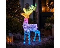 Kerstverlichting figuur - rendier - 65 x 20 x 120 cm - LED RGB - acryl - lichtfiguur