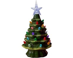 Kerstverlichting - kerstversiering decoratie binnen - Keramische kerstboom tafelmodel kerstboom - met LED-licht kerstversiering - veelkleurige keramische kerstboom - voor festivals, kerstthema, feestdagen, feestdecoratie voor thuis