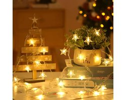Kerstverlichting - Led lampjes slinger - Led Sterretjes met afstandsbediening - Led snoer met sterretjes 5 meter 50 lichtjes Sterretjes - Warm white - USB - Spatwaterdicht - 8 functies - Kerstversiering - Trouwfeest verlichting - Black Friday