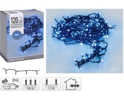 Kerstverlichting lichtsnoeren - 120 LED lampjes blauw - 9 m - voor binnen en buiten - Kerstlampjes/kerstlichtjes - feestverlichting