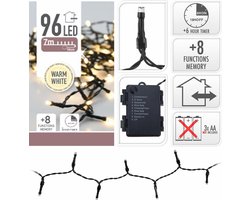 Kerstverlichting - op batterij - 96 LED lampjes - warm wit - 7 m