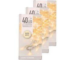 Kerstverlichting - Set van 3x stuks - transparant - snoer met 40 lampjes - warm wit - 300 cm