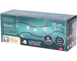 Kerstverlichting - transparant - snoer met 40 lampjes - warm wit - 300 cm