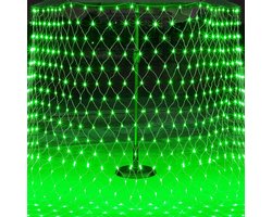 Kerstverlichting voor buiten, 1,5 x 1,5 meter, 96 lampjes, 220V, 8 standen, sprookjesachtige lichtslinger die aan bomen en struiken in de tuin kan worden bevestigd, ideaal voor kerst- en bruiloftsdecoratie, groen.