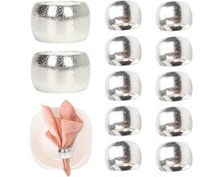 Kerstversiering Servetringen Zilver, Elegante Metalen Servetring voor Bruiloft Feest Diner Thanksgiving Jubileum Tafeldecoratie Servetringen (12, Zilver)