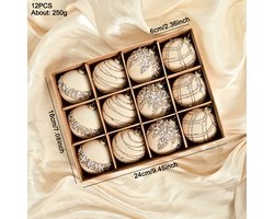 Kerstversiering van fluweel, onbreekbare kerstballen, kerstbalversieringen voor in de boom, kerstversieringen van fluweel, kerstversieringen voor binnen en buiten, beige kerstversieringen van fluweel - Exclusief voor Kerstmis