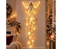 Kerstwandlamp - Verlichte wanddecoratie - Kerstverlichting - Verlichte engelenzegen en sterrenhemel - Kerstornament - Kerstcadeau - Feestelijke decoratieve verlichting - Creëert een warme avondsfeer - Werkt op batterijen