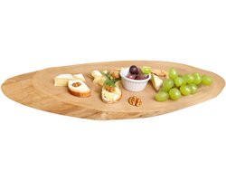 Kesper Boomstamschijf serveer/kaas plank - 55 x 19 x 2,5 cm - ovaal - berkenhout - serveerplank van hout