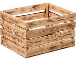 Kesper Fruitkisten opslagbox - old look - lichtbruin - hout - L46 x B36 x H28 cm - Decoratie huis en tuin - Kisten/kistjes