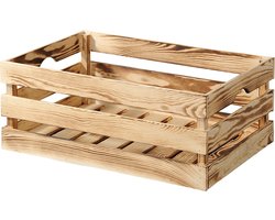 Kesper Fruitkisten opslagbox - old look - lichtbruin - hout - L58 x B39 x H24 cm - Decoratie huis en tuin - Kisten/kistjes