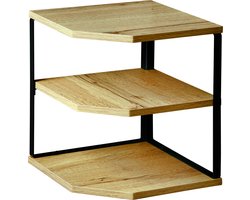 Kesper Keuken aanrecht hoek etagere - 2 niveaus - hout/metaal - organizer - 26 x 26 x 28 cm - verhoger