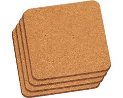 Kesper Onderzetter voor pannen - 4x - kurk - 20 x 20 cm - vierkant - hittebestendig - kookpannen/ovenschalen
