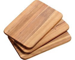 Kesper Ontbijtplankjes - 3x stuks - acaciahout - 22 x 14 cm - bruin - Broodplankjes