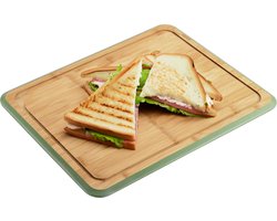 Kesper Snijplank - 40 x 30 cm - bamboe hout - groene rand - luxe versie - groot formaat