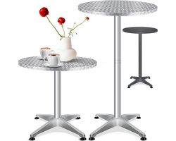 KESSER® 2x bartafel bistrotafel 2in1 aluminium roestvrij stalen blad | in hoogte verstelbaar | 70cm / 115cm | partytafel tafel Ø 80cm | binnen & buiten | bruiloft | receptietafel | 4 poten - Antraciet