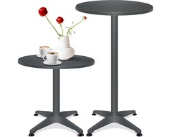 KESSER® bartafel bistrotafel 2in1 aluminium roestvrij stalen blad | in hoogte verstelbaar | 70cm / 115cm | partytafel tafel Ø 60cm | binnen & buiten | bruiloft | receptietafel | 4 poten - Antraciet