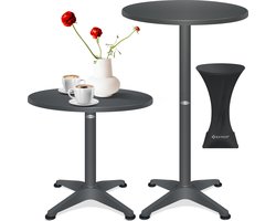KESSER® bartafel bistrotafel 2in1 aluminium roestvrij stalen blad | in hoogte verstelbaar | 70cm / 115cm | partytafel tafel Ø 80cm | binnen & buiten | bruiloft | receptietafel | 4 poten - Antraciet
