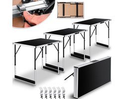 KESSER® Behangtafel / Multifunctionele tafel Profi 3-delig, 100 x 60 cm, behangtafel 30kg draagvermogen per tafel Met uitschuiffunctie Klaptafel Vlooienmarkttafel Bijzettafel Tuintafel Campingtafel in hoogte verstelbaar - Zwart