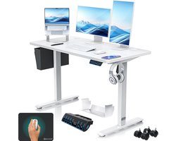 KESSER® Elektrisch zit-sta bureau - 3 geheugenstanden, USB-aansluiting en 360° wielen - Wit 120 x 60 cm