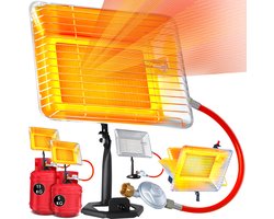 KESSER® Gasheater Stralingsverwarming Gas Top Heater incl. Piëzo-ontsteking Slang & regelaar Flessenhouder Gas Heater Top Heater op Propaan - Gas Voor 5 kg of 11 kg flessen - Zilver