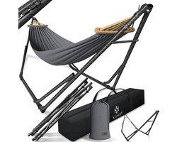 KESSER® Hangmat Vill 120kg Draagvermogen voor Binnen & Buiten met Frame Metaal Opvouwbaar - Grijs