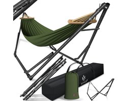 KESSER® Hangmat Vill 120kg Draagvermogen voor Binnen & Buiten met Frame Metaal Opvouwbaar - Khaki