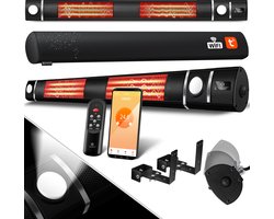 KESSER® Infraroodstraler / Infrarood Stralingsverwarming 3000W IR Gastro Bar Incl. LED Licht Patio Heater Met WiFi & Afstandsbediening incl. Beschermhoes Infrarood Heater Kwarts Heater Patio Heater Wand Heater - Zwart