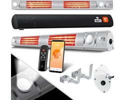 KESSER® Infraroodstraler / Infrarood Stralingsverwarming 3000W IR Gastro Bar Incl. LED Licht Patio Heater Met WiFi & Afstandsbediening incl. Beschermhoes Infrarood Heater Kwarts Heater / Wand Heater - Zilver
